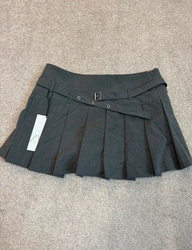 Grey zara pleated skort shorts - pleated,