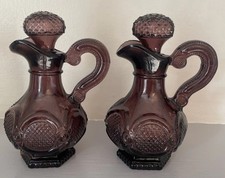 2 Avon Amethyst 1876 Cape Cod Cruet Vintage Purple Glass Bottles With Stopper