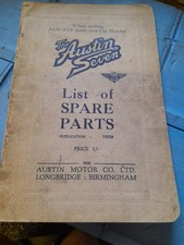 AUSTIN SEVEN LIST OF SPARE