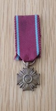 Polish Miniature Mess Dress Medal Cross Of Merit In Bronze