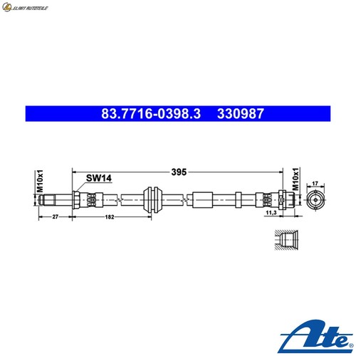 Brake hose 7716 - hose, 83.7716-0398.3