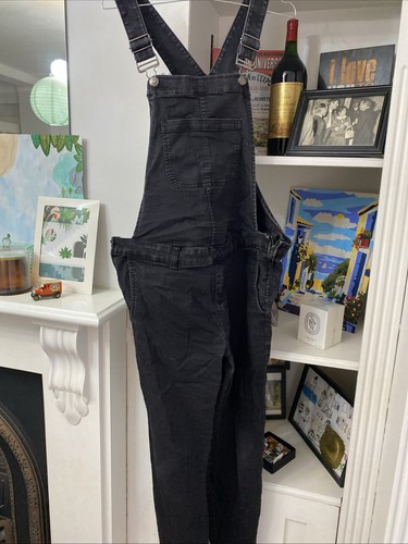 Black maternity jean dungarees - black,