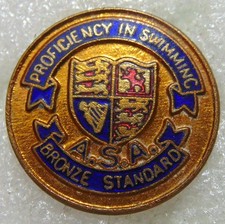 Vintage Amateur Swimming Association Bronze Award Enamel Pin Badge