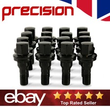 16 x Black Wheel Nuts Bolts for Peugeot Alloys
