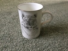 Fine Bone China Tiger Coffee Mug.  ( White ) ( Unboxed ) ( Never Been Used )