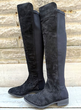 Clarks Caddy Belle Black Suede Leather Over Knee Low Heel Boots Size 3.5 rrp£159