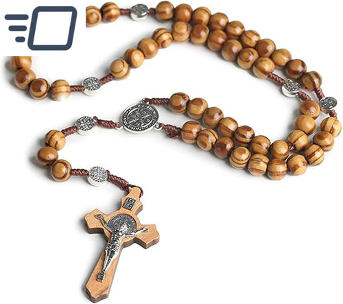 Wood rosary necklace - rosary, necklace,