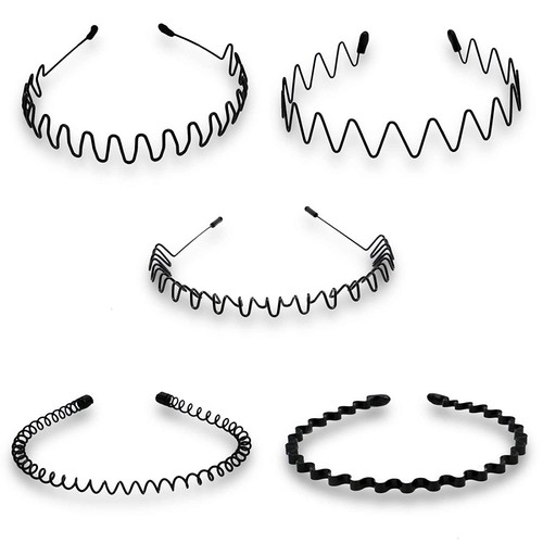 Black metal sports hairband - black,