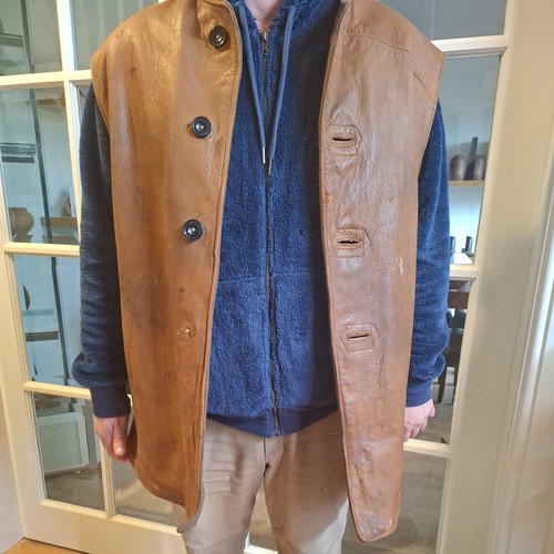 Ww2 brown leather jerkin - brown,