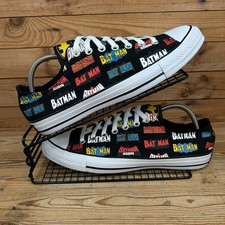 Converse Trainers Mens Size UK 10 DC Comics All Star Batman Print Black Shoes CT