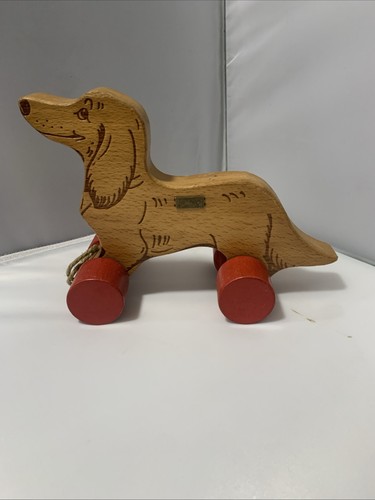 Steiff wooden dog dachshund - dog, on