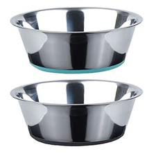 2 Pet Bowl Steel Stainless Dog Cat Food Feeder Dish Pet Water Bowl 21cm 2 Litre