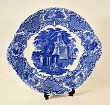 Abbey Blue Cake Plate George Jones and Sons 1790 English Ceramic White Design