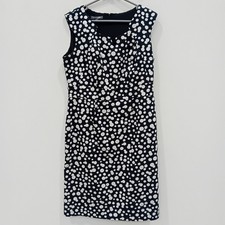 Laura Ashely Sleeveless Dress Size16 Womens Black White FLT30-TT
