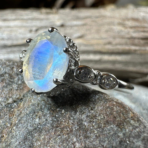 Moonstone ring engagement - moonstone,