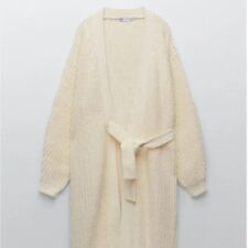 ZARA VANILIA CREAM WRAP SIDE TIE CHUNKY KNIT CARDIGAN, SIZE S/UK 8, BRAND NEW 