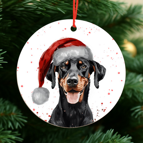 Doberman dog christmas baubles - christmas,