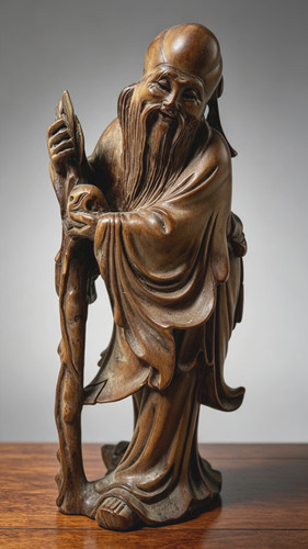 Shou lao okimono carved - shou,