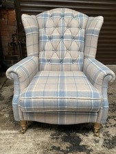 laura ashley Buttoned armchair - Southwold Chair - French Grey /Blue Check