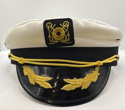 White captain navy sailor hat - white,
