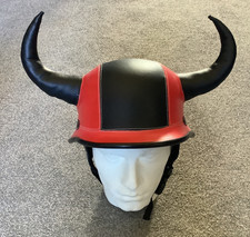 Viking Helmet Red & Black with Horns Barbarian Hard Shell new year party stag do