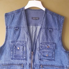 True Face Denim Sleeveless Gilet Waistcoat Jacket Vintage Retro Biker UK XXL