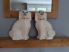 Pair Of Antique Large Staffordshire Wally Dogs Glass Eyes Original Dogs 39.99p