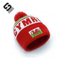 Wales Rugby Beanie Football Welsh Knitted Bobble Pom Pom Beanie Hats