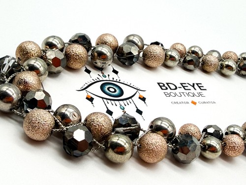 Double row necklace silver - double,