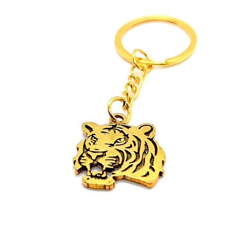 Tiger head gold keyring - head,