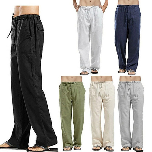Mens drawstring casual - casual, linen