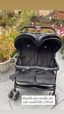 Black Joie Double Pram Stroller Travel System Twins Siblings Sturdy Strong