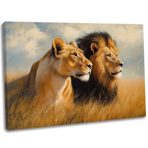Lion lioness canvas wall art - lion, &