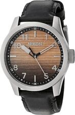 NEW Nixon SAFARI LEATHER Brown/Black Analog Steel Case Mens Watch A9752457-00