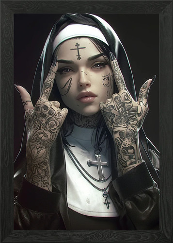 Tattooed nun with attitude - tattooed,