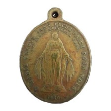 Antique Catholic Miraculous Medal – French Devotional Medal – c.1900 –Unc Patina