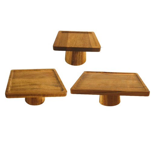 Square wood cake display - square,
