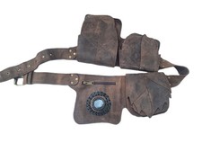 Stylish Hippie Leather Bum Bag with Stone - Women's Fanny Pack for Hands-Free