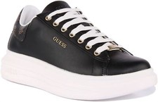 Guess Vibo Thick Sole Casual Shoes Lace Up Womens Trainer In Black UK 3 - 8