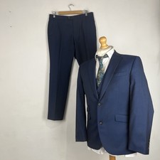NEXT 3 Piece Suit Men's Navy Blue 40S Jacket 32W 29L Tailored Fit Tollegno 1900