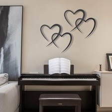 2Pcs Metal Heart Wall Art