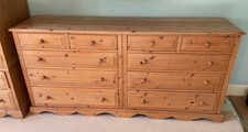 Artisan bespoke set bank of  10 waxed pine drawers dovetail joints drawers glide