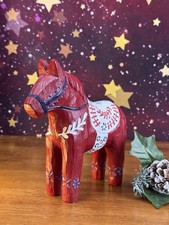 DALA Style Horse Swedish Folk Art Resin Figurine Ornament Christmas Decor Gift 