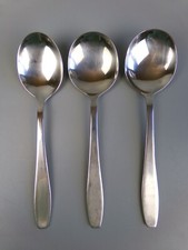 ONEIDA CAMPDEN Soup Spoons x 3. OLD HALL. Stainless steel. Vintage. 7"
