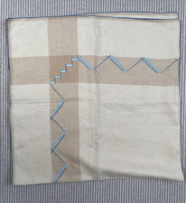 Vintage 1910 1920s Art Deco Natural Linen Hand Embroidered Tablecloth 1m Square