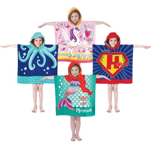 Kids hooded towel poncho - hooded,