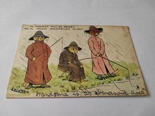 Louis Wain Cats, Fishing in Rain, We Caught Rheumatism Antique Postcard