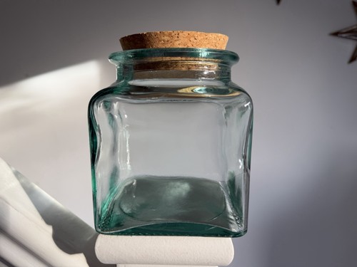 Vintage green glass jar - vintage, with