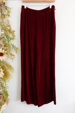STUNNING KALIKO RED SILK MIX VELVET WIDE LEG SPECIAL OCASSION TROUSERS Sz 10