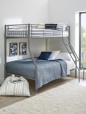 Domino Metal Trio Bunk Bed Silver Sleek and Space-Saving Bedroom Furniture